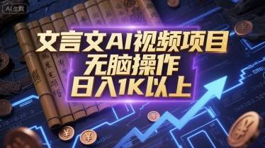 文言文AI视频项目，无脑操作，日入1K以上-云推网创项目库