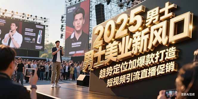 2025男士美业新风口，趋势定位加爆款打造，短视频引流直播促销-云推网创项目库