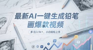 最新AI一键生成铅笔画爆款视频，多平台分发，日 入1k+，小白轻松上手【揭秘】-云推网创项目库