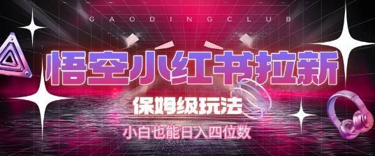 悟空小红书拉新，保姆级玩法，小白也能日入四位数-云推网创项目库