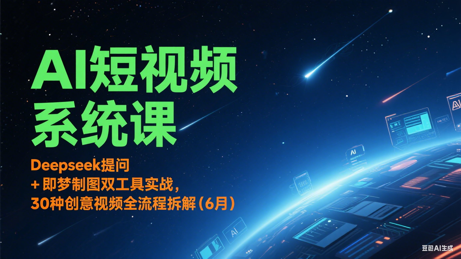AI短视频系统课：Deepseek提问 + 即梦制图双工具实战，30种创意视频全流程拆解(6月)-云推网创项目库