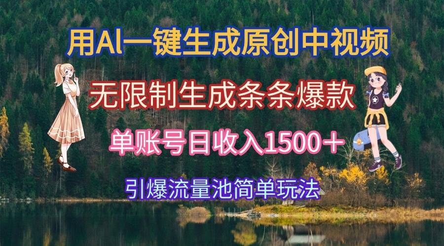 用Al一键生成原创中视频，无限制生成条条爆款，单账号日收入1500＋引爆…-云推网创项目库