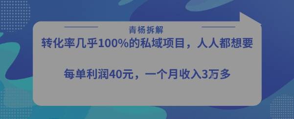 转化率最高的私域项目，每单利润40-50米，月入过1w-云推网创项目库