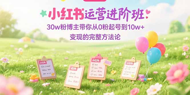 小红书运营进阶班：30w粉博主带你从0粉起号到10w+变现的完整方法论-云推网创项目库