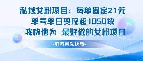 私域女粉项目：每单固定21块，单日变现超1k+，最好做的女粉项目-云推网创项目库