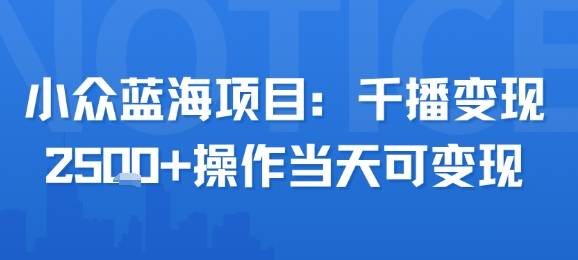 小众蓝海项目，千播变现2.5k+操作当天可变现-云推网创项目库