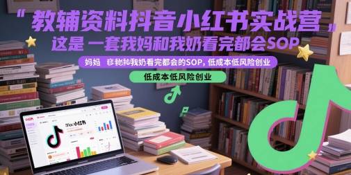教辅资料抖音小红书实战营，这是一套我妈和我奶看完都会的SOP，低成本低风险创业(更新)-云推网创项目库