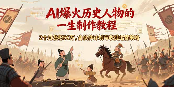AI历史人物赛道课程，2个月涨粉56万，含伙伴计划与收徒运营策略-云推网创项目库