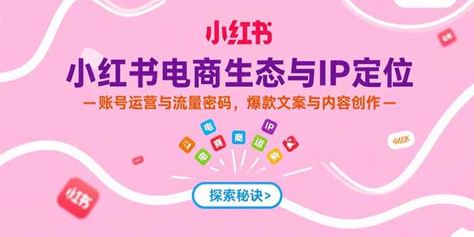 小红书电商生态与IP定位，账号运营与流量密码，爆款文案与内容创作-云推网创项目库