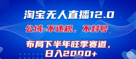 淘宝无人直播12.0，不封号，不违规，布局下半年旺季赛道，日入1k+(独家技术)【揭秘】-云推网创项目库