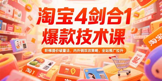 淘宝4剑合1爆款技术课73期：阶梯提价破量法，内外销双改策略 全站推广拉升-云推网创项目库