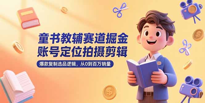 童书教辅赛道掘金，账号定位拍摄剪辑，爆款复制选品逻辑，从0到百万销量-云推网创项目库