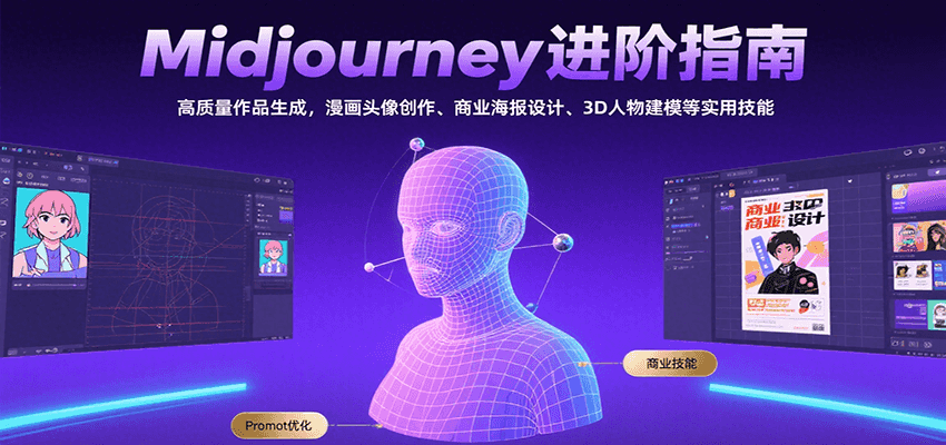 Midjourney进阶指南：高质量作品生成，漫画头像创作、商业海报设计、3D人物建模等-云推网创项目库