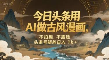 今日头条用AI做古风漫画，不拍摄，不露脸，头条号矩阵日入1k+-云推网创项目库