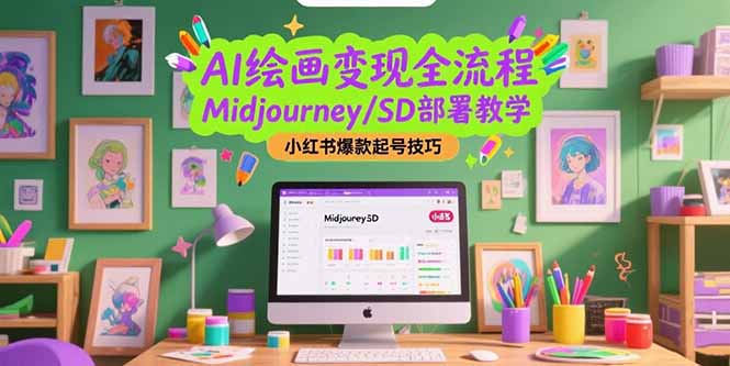 AI绘画变现全流程，Midjourney/SD部署教学，小红书爆款起号技巧-云推网创项目库