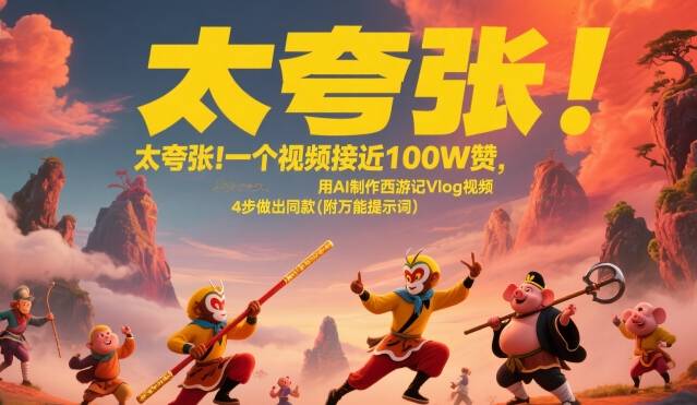 太夸张！一个视频接近100W赞，用AI制作西游记Vlog视频，全流程拆解来了(附万能提示词)-云推网创项目库