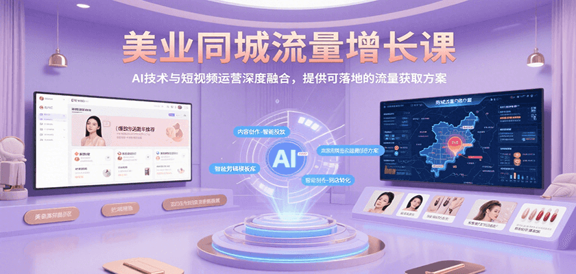 美业同城流量增长课，AI技术与短视频运营深度融合，提供可落地的流量获取方案-云推网创项目库