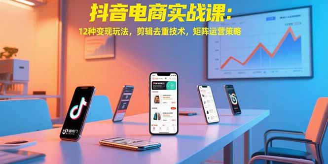 抖音电商实战课：12种变现玩法，剪辑去重技术，矩阵运营策略-云推网创项目库