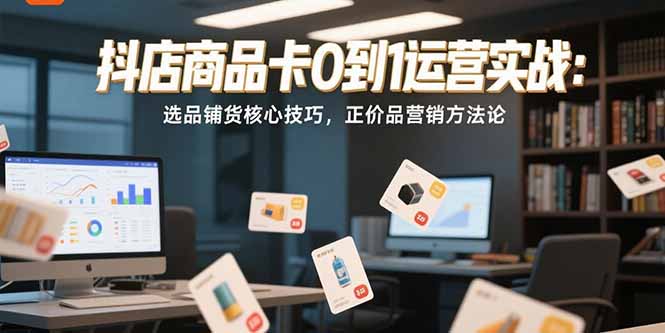 抖店商品卡0到1运营实战：选品铺货核心技巧，正价品营销方法论-云推网创项目库