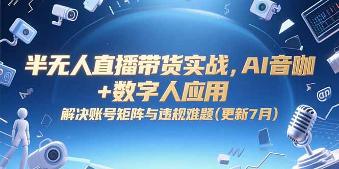 半无人直播带货实战，AI音咖+数字人应用 解决账号矩阵与违规难题(更新7月-云推网创项目库