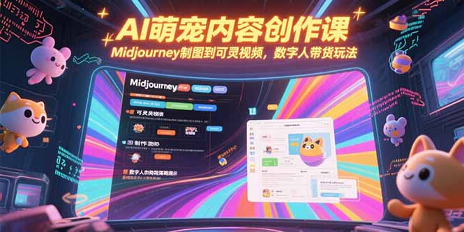 AI萌宠内容创作课，Midjourney制图到可灵视频，数字人带货玩法-云推网创项目库