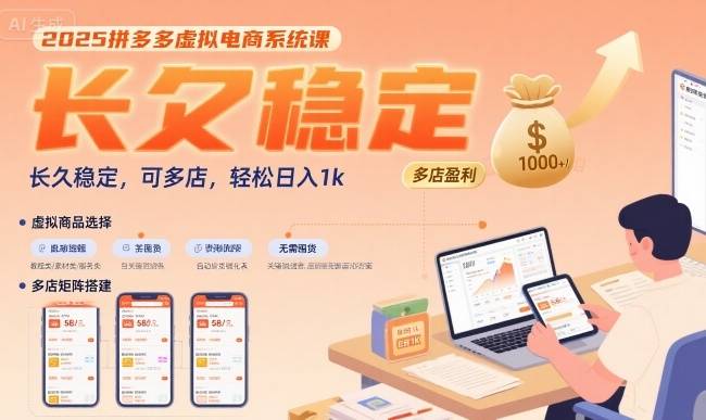 2025拼多多虚拟电商系统课，长久稳定，可多店，轻松日入1k-云推网创项目库