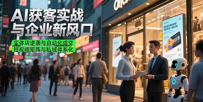 AI获客实战与企业新风口，实体店逆袭与自动化成交 短视频矩阵与私域体系化-云推网创项目库