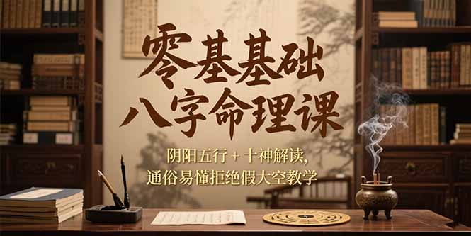 零基础八字命理课，阴阳五行+十神解读，通俗易懂拒绝假大空教学-云推网创项目库