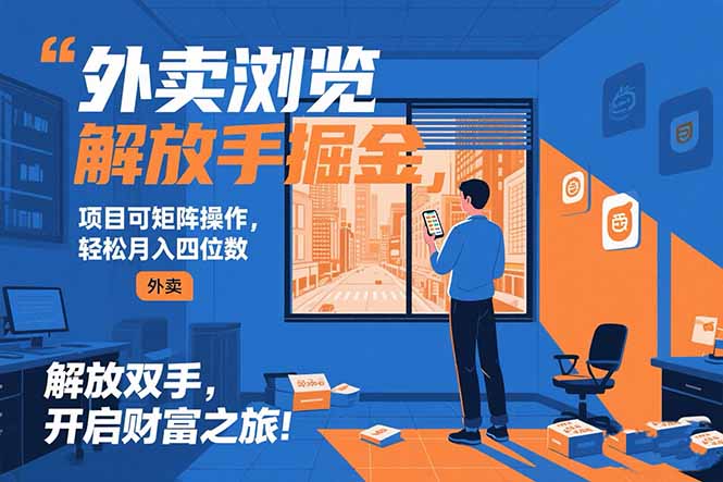外卖浏览掘金项目 可矩阵操作 轻松日入500+-云推网创项目库