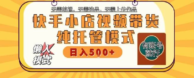 快手小店托管代运营，无需剪辑，无需选品，无需上传作品，全程无需操作，轻松月入5k+【揭秘】-云推网创项目库