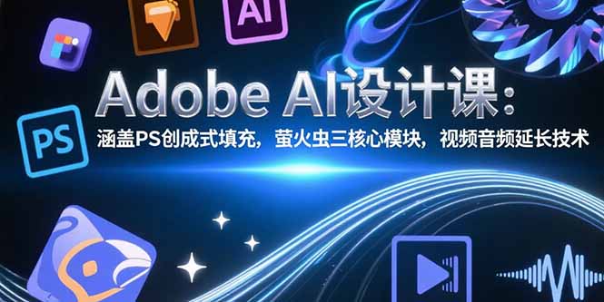 Adobe AI设计课：涵盖PS创成式填充，萤火虫三核心模块，视频音频延长技术-云推网创项目库