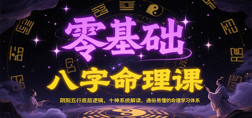 零基础八字命理课：阴阳五行底层逻辑，十神系统解读，通俗易懂的命理学习体系-云推网创项目库