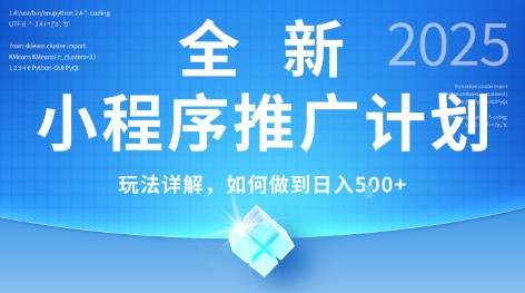 2025年最新小程序推广计划，简单操作，独家技术，日均5张+【揭秘】-云推网创项目库