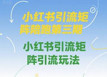 小红书引流矩阵陪跑第三期，小红书引流矩阵引流玩法-云推网创项目库