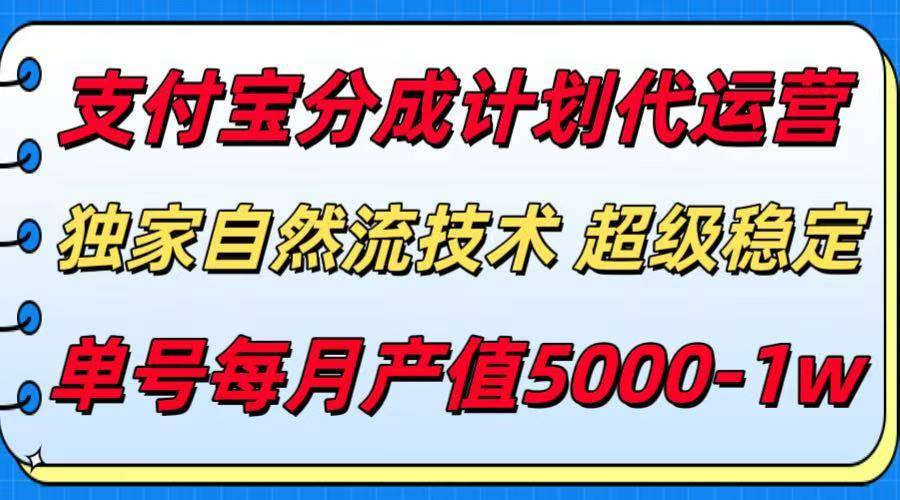 支付宝分成计划代运营，独家自然流技术，收益稳定，单号月产5000＋-云推网创项目库
