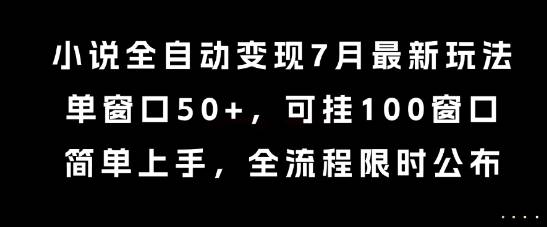 小说全自动变现7月玩法，单窗口50+，可挂100窗口，简单上手，全流程限时公布【揭秘】-云推网创项目库