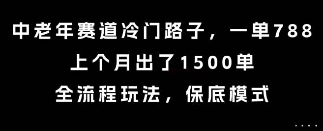 中老年赛道冷门路子，一单788，上个月出了1500单，全流程玩法，保底模式【揭秘】-云推网创项目库