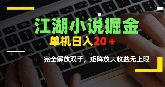 江湖小说掘金，单机日入10-20+，全自动软件操作，完全解放双手，矩阵放大收益无上限-云推网创项目库