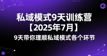 私域模式9天训练营【2025年7月】​9天带你理顺私域模式各个环节-云推网创项目库