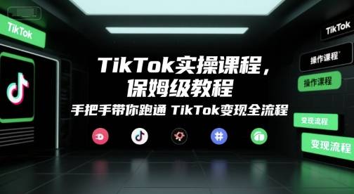 TikTok实操课程，保姆级教程，手把手带你跑通TikTok变现全流程-云推网创项目库