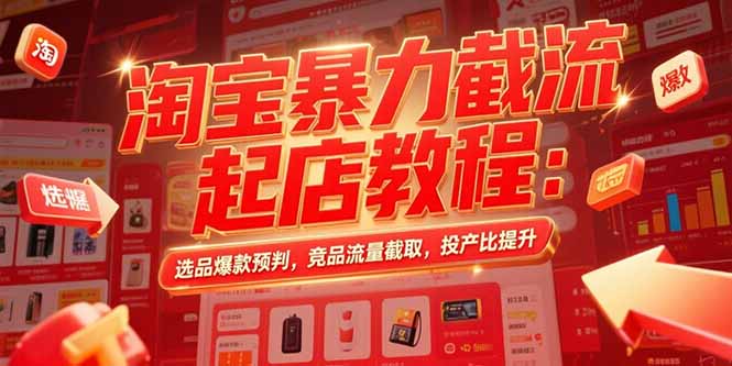 淘宝暴力截流起店教程：选品爆款预判，竞品流量截取，投产比提升-云推网创项目库