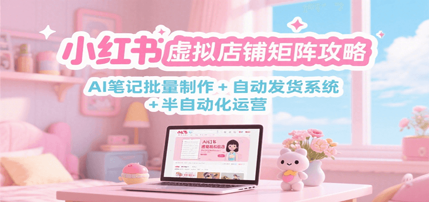 小红书虚拟店铺矩阵攻略：AI笔记批量制作 + 自动发货系统 + 半自动化运营-云推网创项目库