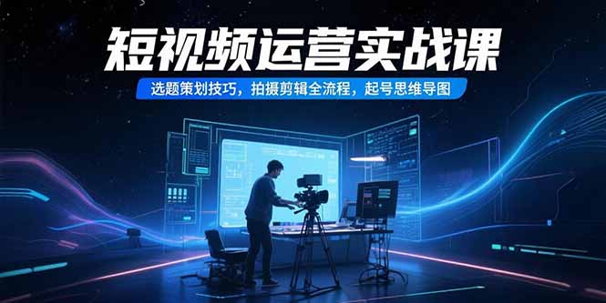短视频运营实战课，选题策划技巧，拍摄剪辑全流程，起号思维导图-云推网创项目库