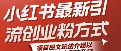 小红书最新引流创业粉方式，项目图文玩法介绍以及如何安全倒流私域-云推网创项目库