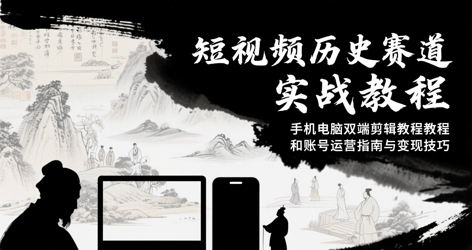 短视频历史赛道实战教程，手机电脑双端剪辑教程和账号运营指南与变现技巧-云推网创项目库