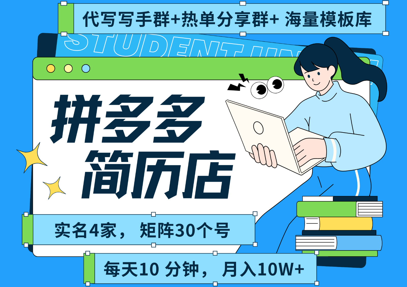 拼多多电商 拼多多 虚拟资料 简历 海报代写 全SOP流程 毫无保留分享(含后端资料)-云推网创项目库