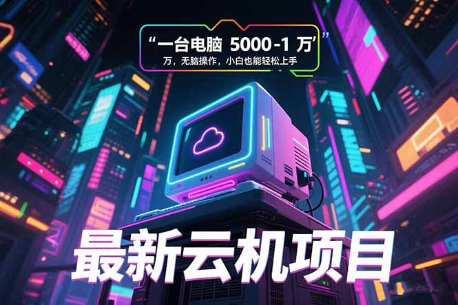 最新云机项目 一台电脑5000到10000 无脑操作小白也能轻松上手-云推网创项目库