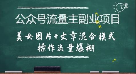 公众号流量主副业项目，美女图片+文章混合模式操作流量爆棚-云推网创项目库