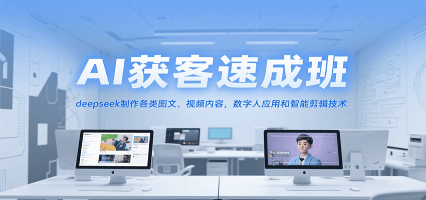 AI获客速成班，deepseek制作各类图文、视频内容，数字人应用和智能剪辑技术-云推网创项目库