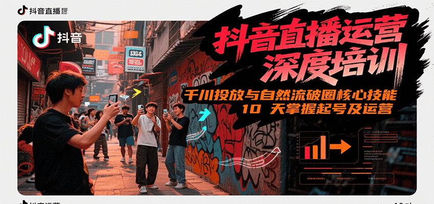 抖音直播运营深度培训，千川投放与自然流核心技能，10天掌握起号及运营(6-7月新课)-云推网创项目库